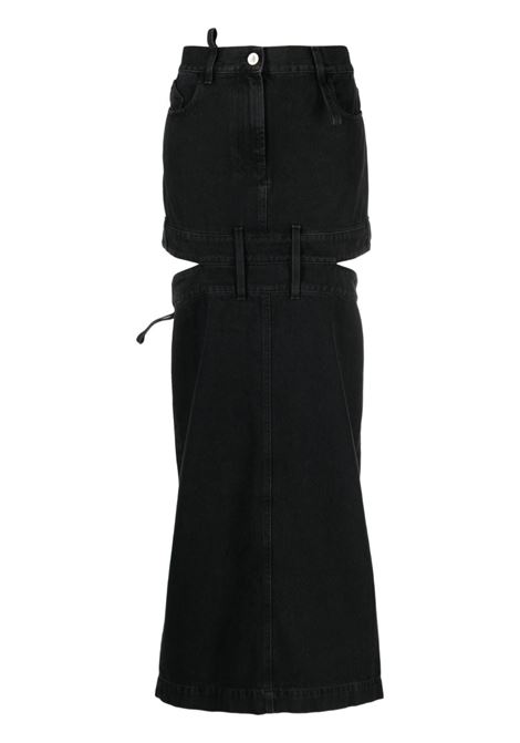 Gonna denim midi in nero- donna